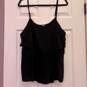 Black tank top with ruffle top